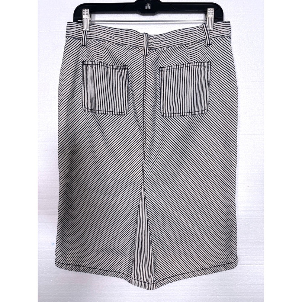 Armani Exchange A|X Striped Denim Midi Skirt High Low Hem Cotton Size 8